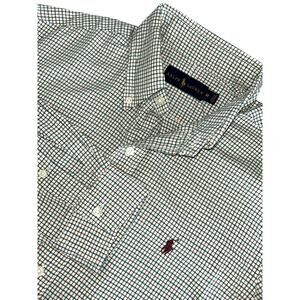 Ralph Lauren Dark Green Burgundy Plaid Brushed Cotton Y2K Shirt Men's Medium M